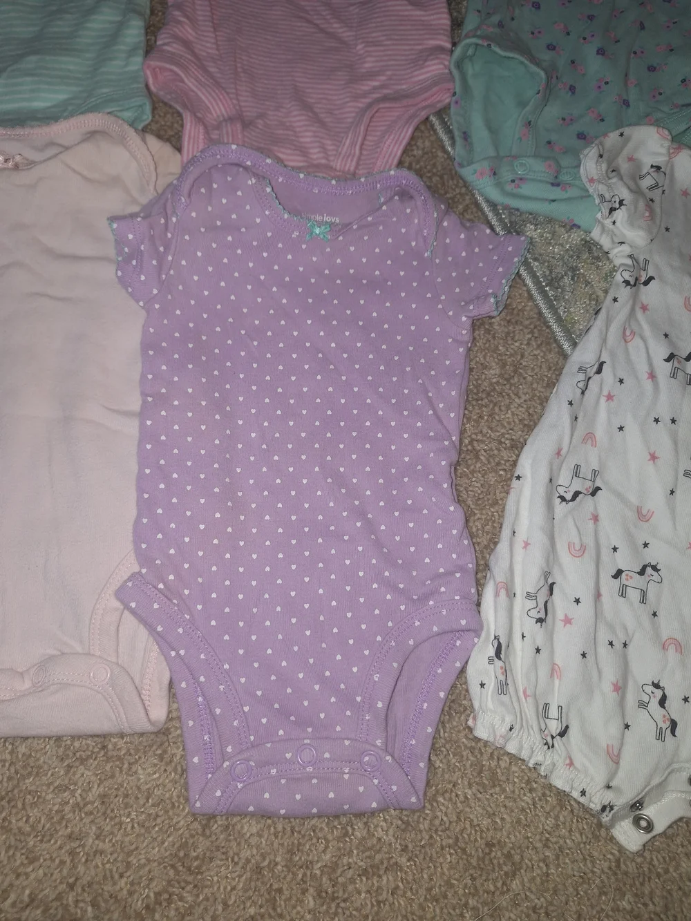 Lot Of 8- Baby Girls Assorted Short-Sleeve Onesie Set - Pastel Mix